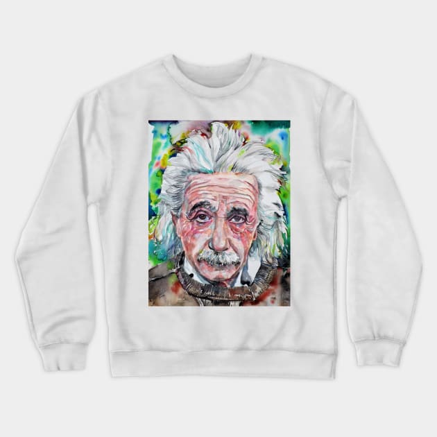 ALBERT EINSTEIN - watercolor portrait .12 Crewneck Sweatshirt by lautir